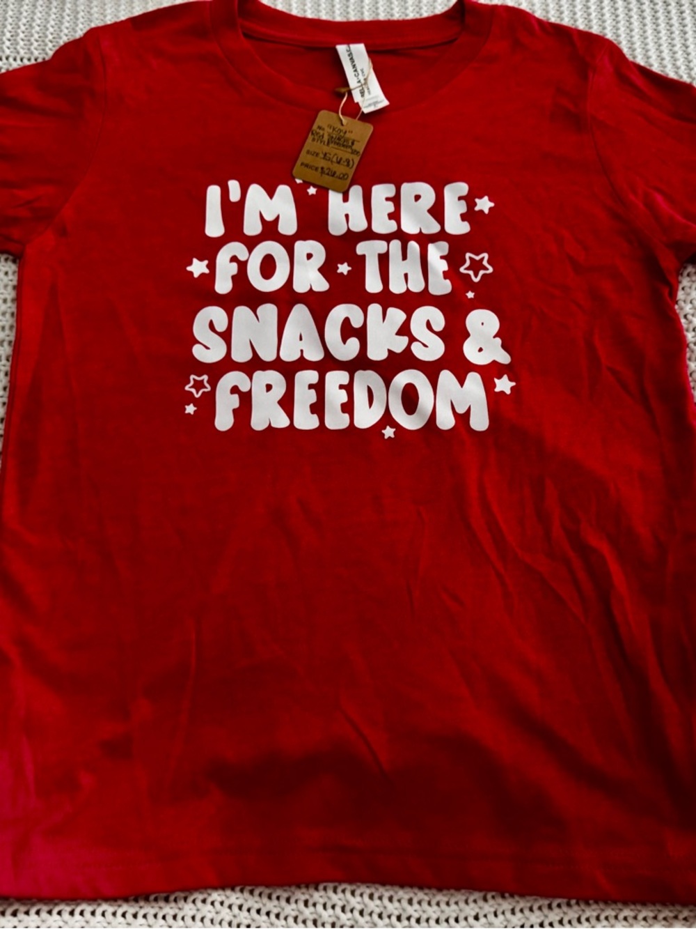 Red Kids' Graphic Tee - I'm Here for the Snacks & Freedom